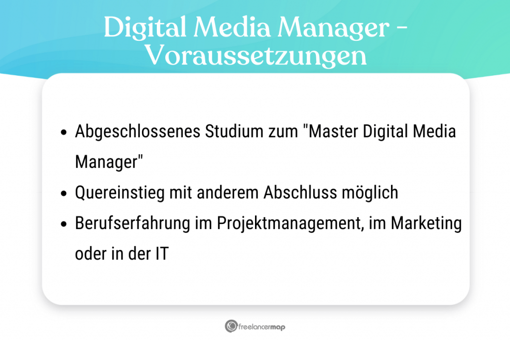 Voraussetzungen, die für den Digital Media Manager gelten