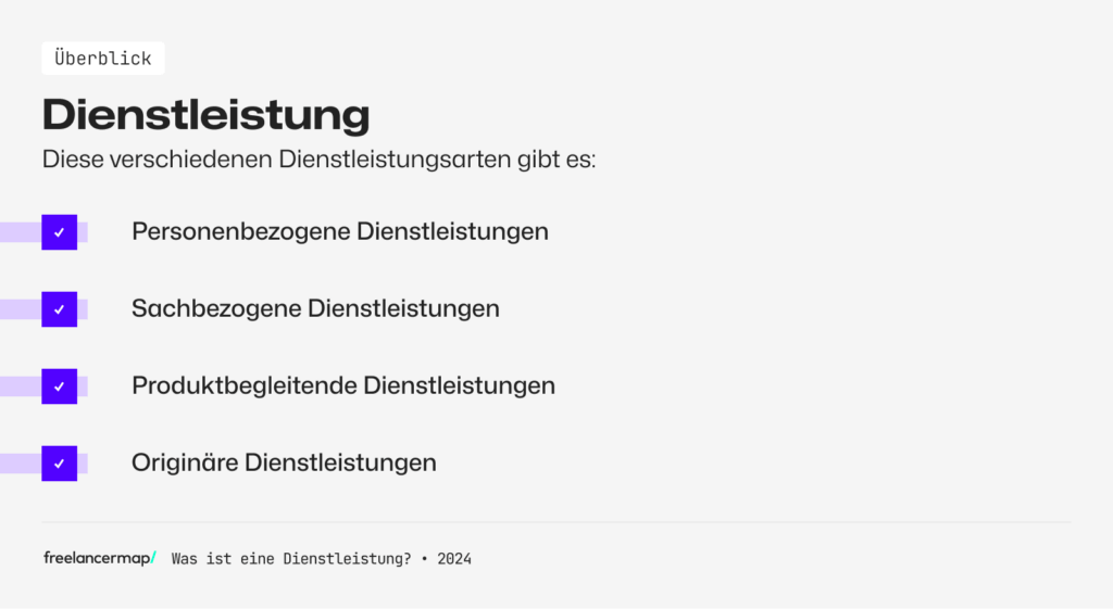 Verschiedene Arten einer Dienstleistung
